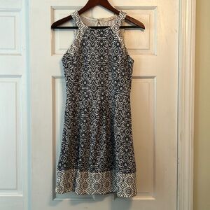 Rewind Navy & White Patterned Dress